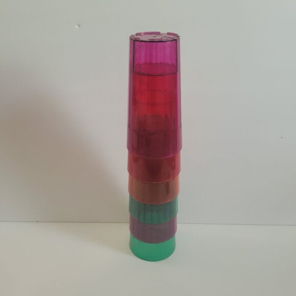 Set Of 6 Colorful Arrow Translucent Plastic Drinking Glasses - Picture 2 of 8